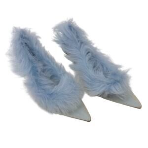 Khaite River Iconic Pump Baby Blue Fur Pointed Toe Size 36.5